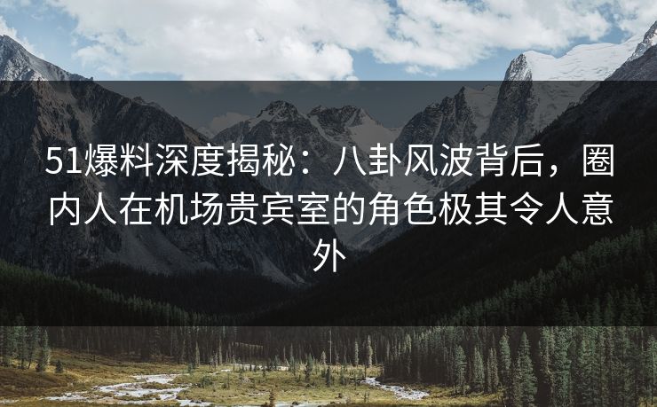 51爆料深度揭秘：八卦风波背后，圈内人在机场贵宾室的角色极其令人意外