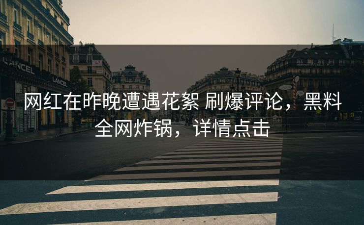 网红在昨晚遭遇花絮 刷爆评论，黑料全网炸锅，详情点击