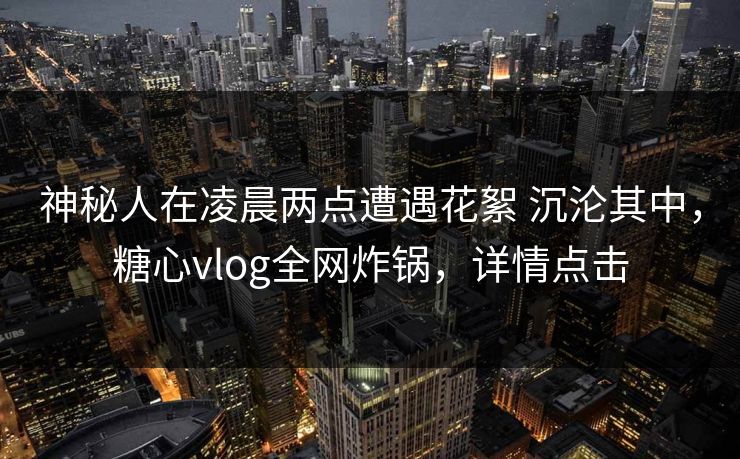 神秘人在凌晨两点遭遇花絮 沉沦其中,糖心vlog全网炸锅,详情点击